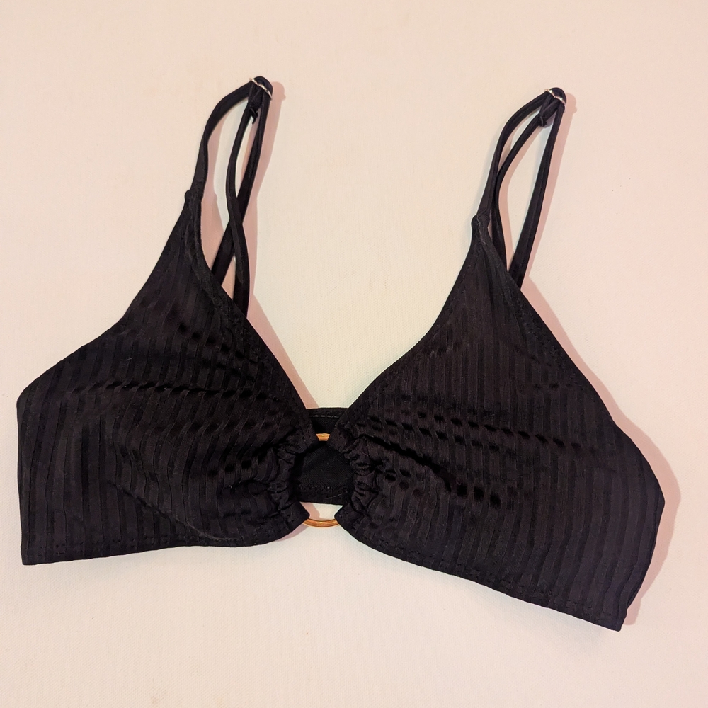 Zara Black Bikini Top with Gold Ring